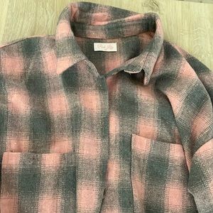 Pink and grey flannel shirt